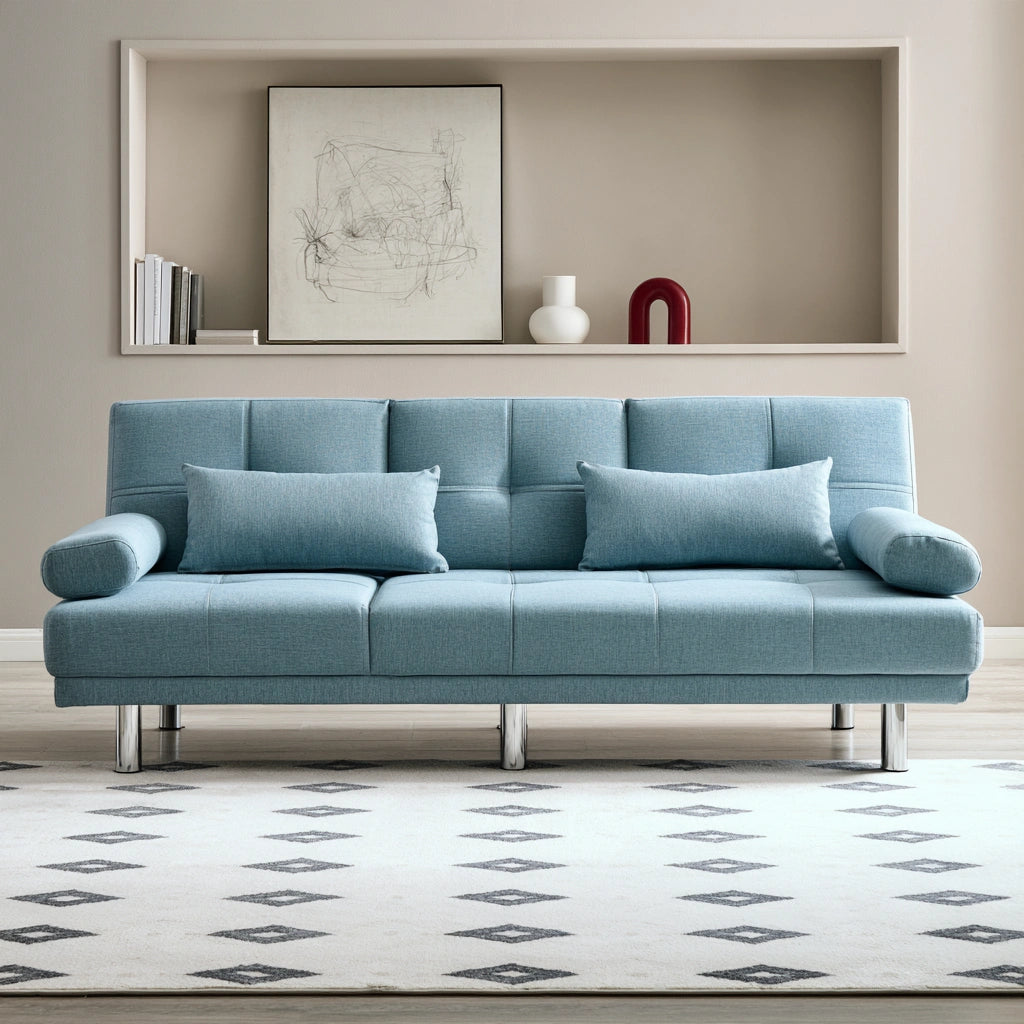 Tapicerowana sofa do salonu, tapicerowany tkaniną, kolor: jasnoniebieski